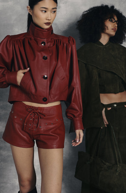 Lennox Leather Jacket Red