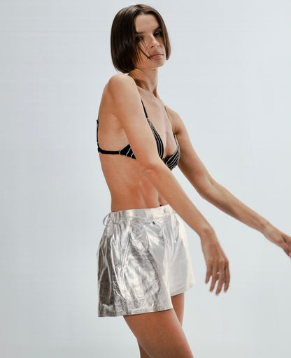 Moonbow Leather Shorts Silver