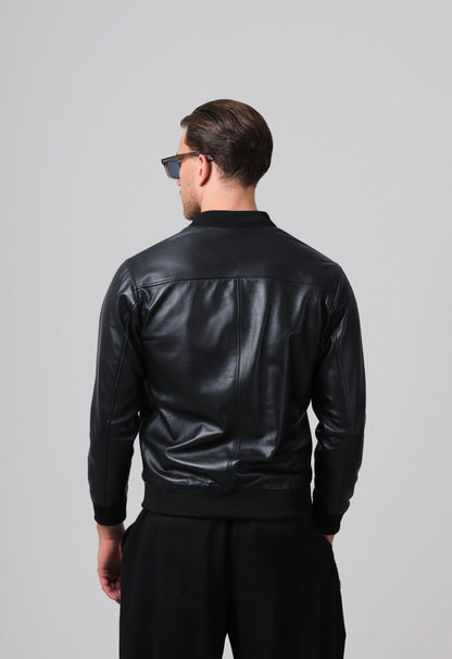Bailey Bomber Leather Jacket Black