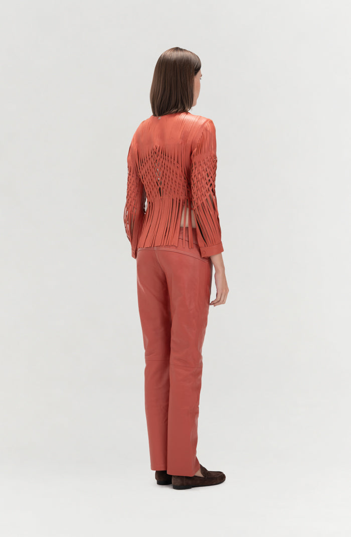 Isaac Leather Pants Orange