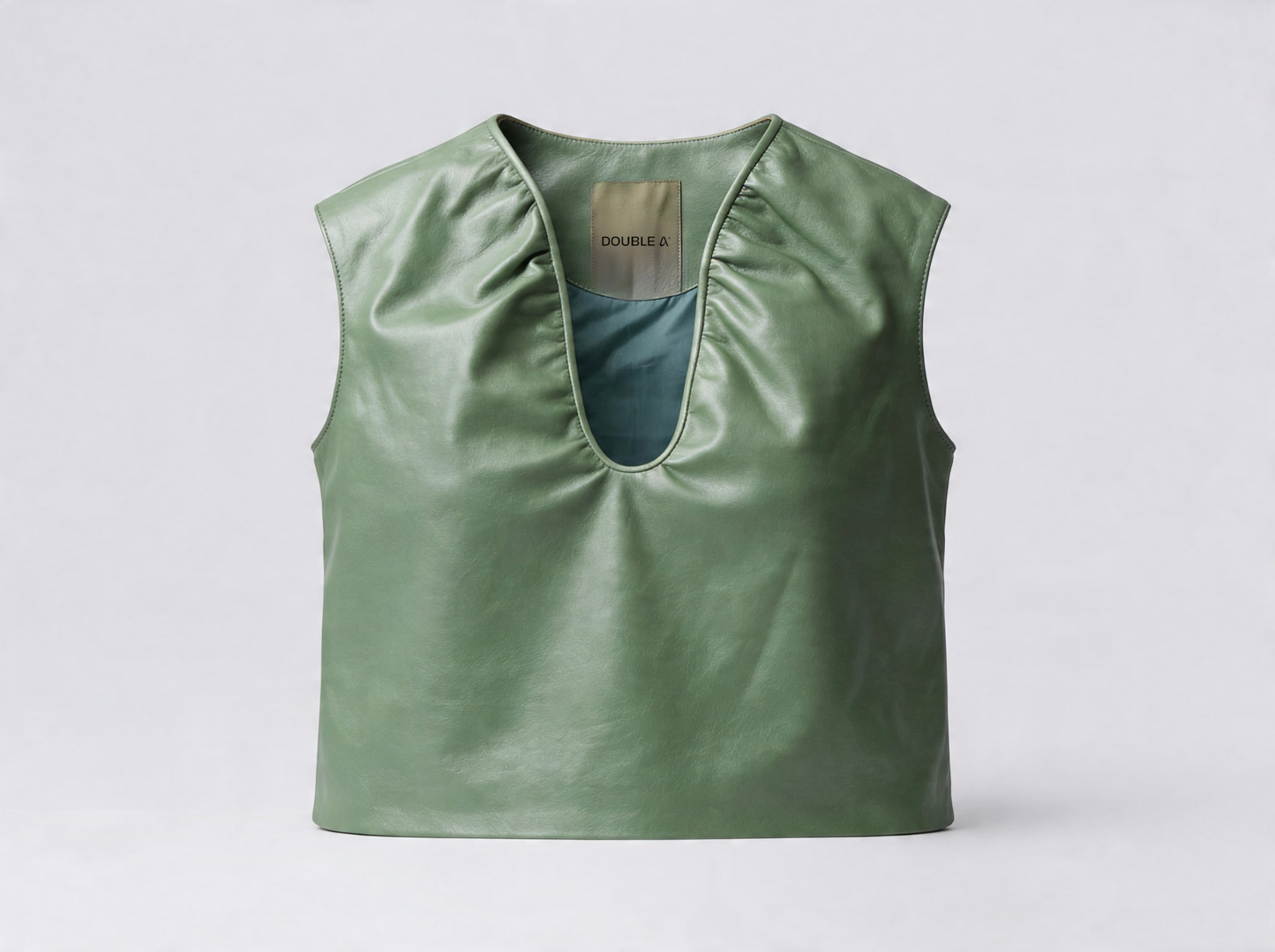 Fiona Leather Top Electric Lime Green