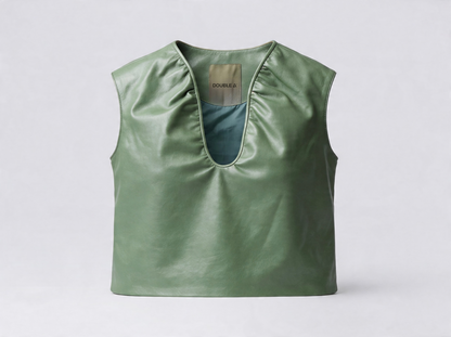 Fiona Leather Top Electric Lime Green
