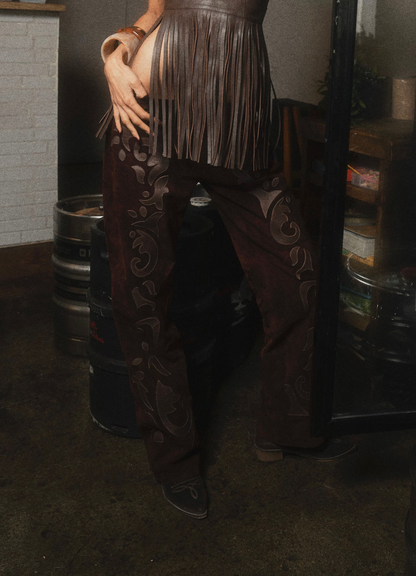 Double A x LJ Patchwork Brown Suede Pants