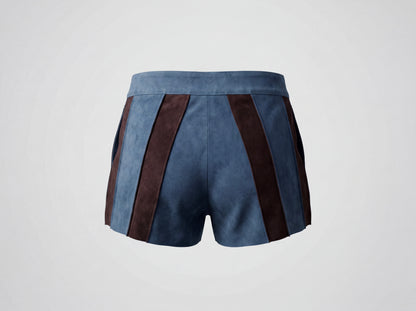 Sterling Suede Striped Shorts Blue