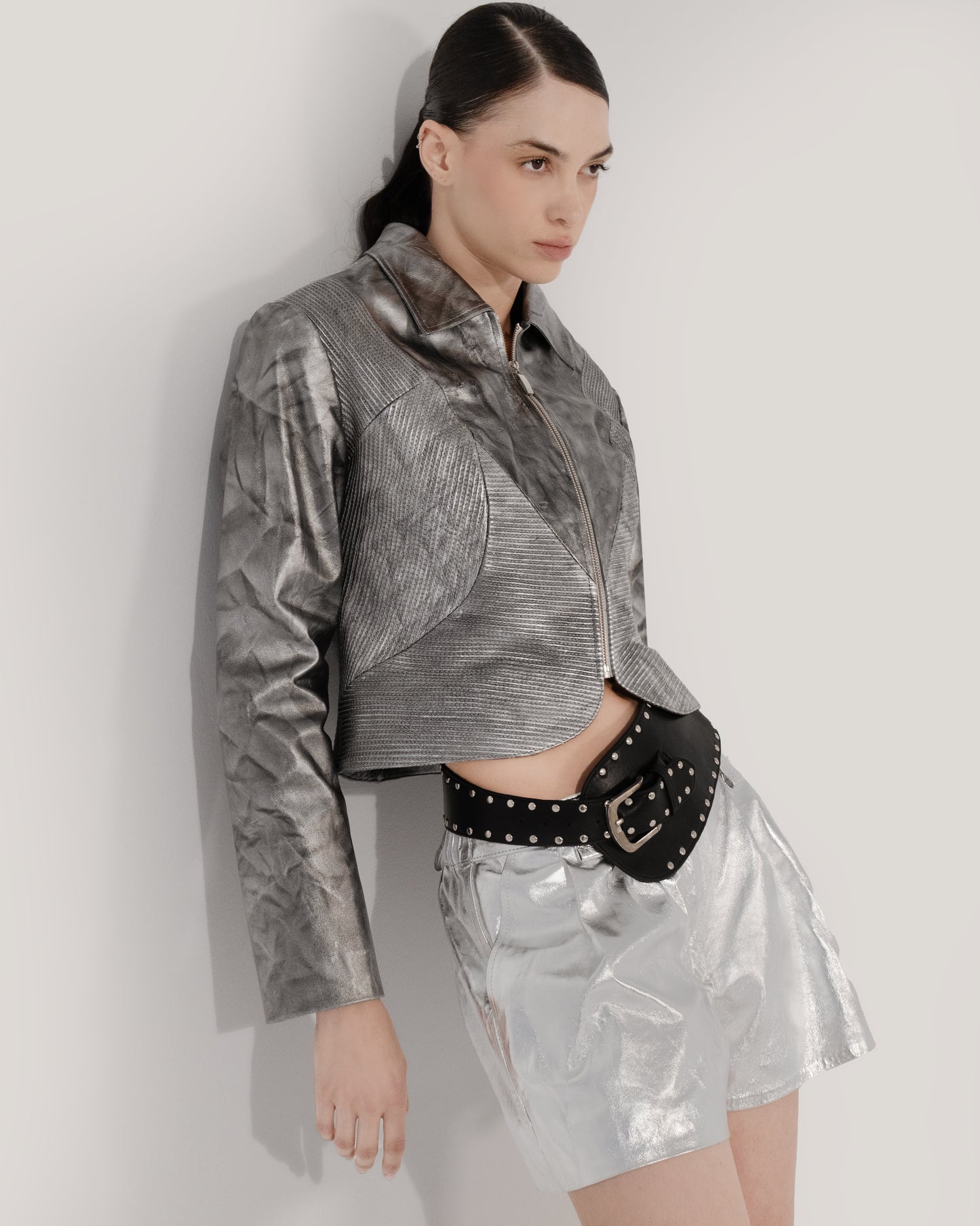 Ausborn II Leather Jacket Washed Silver