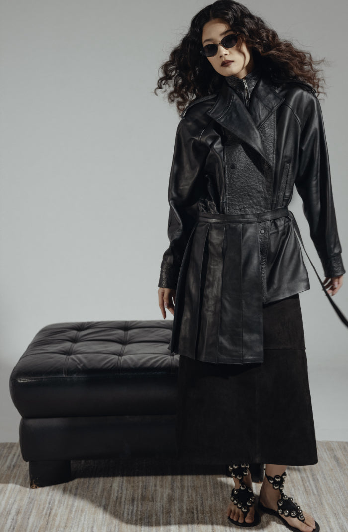 Veya Wrap On Leather Belt Black