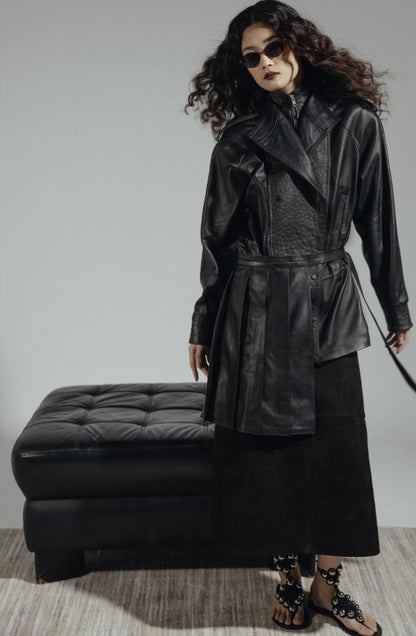 Veya Wrap On Leather Belt Black