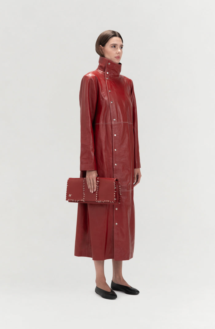 Kevin Leather Coat Red