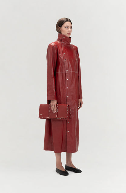 Kevin Leather Coat Red