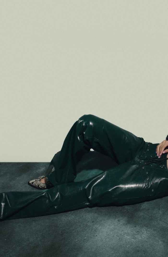Jason Leather Pants Olive