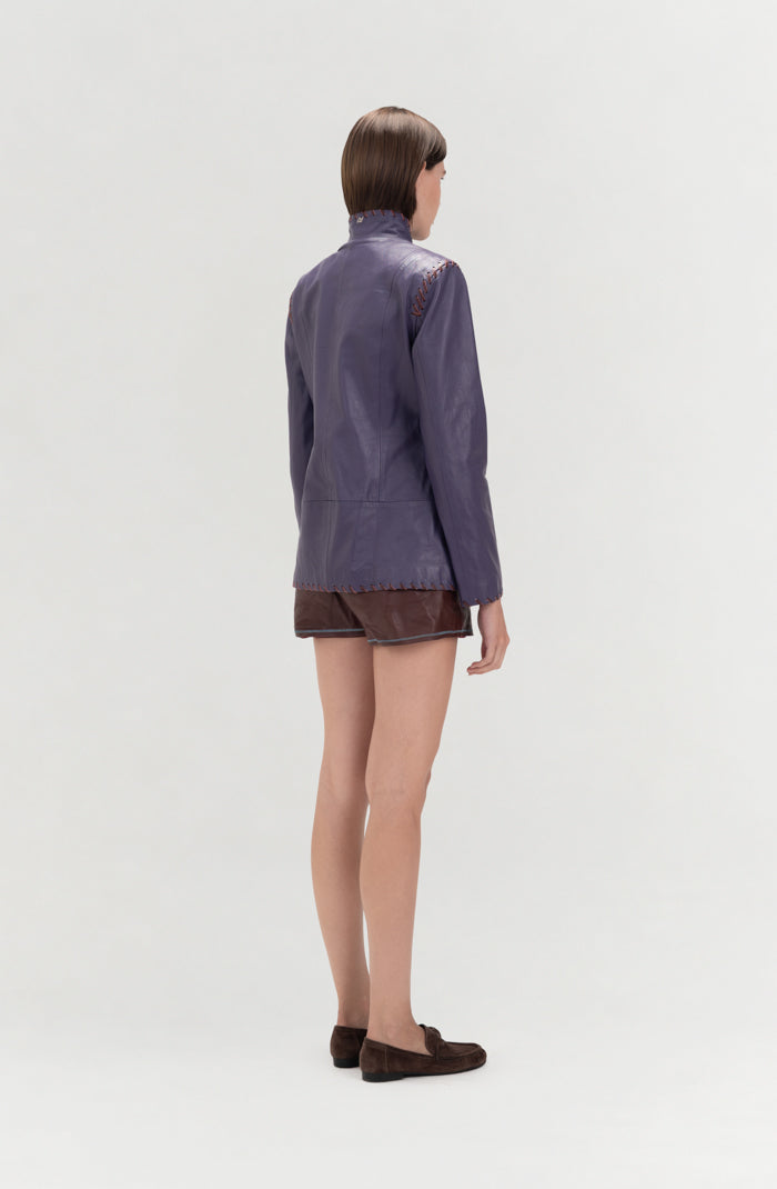 Audrey Leather Jacket Plum Purple