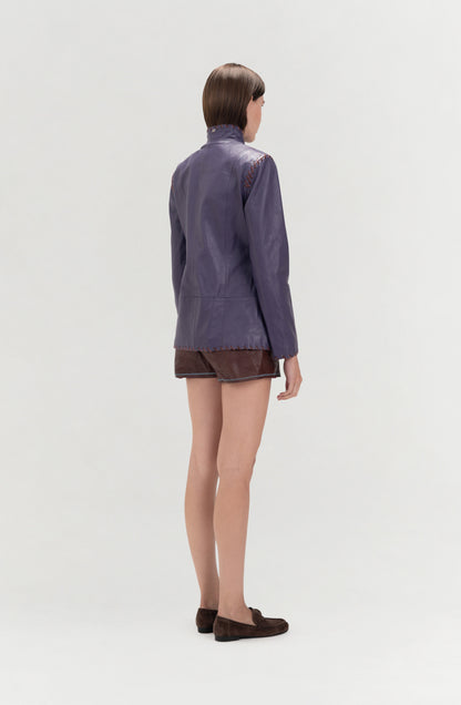 Audrey Leather Jacket Plum Purple