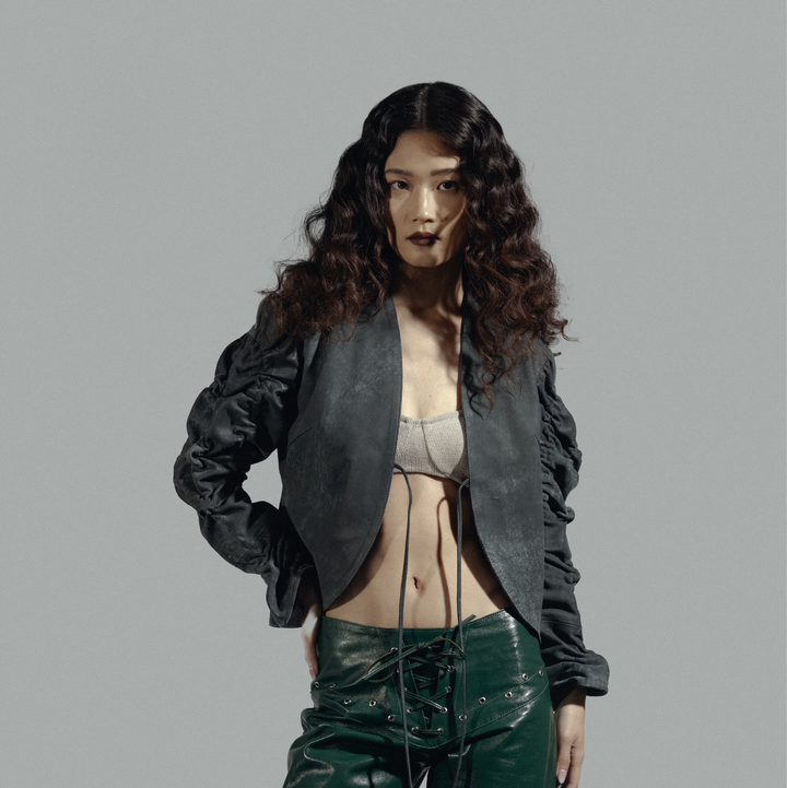 Dylan Leather Jacket Washed Grey