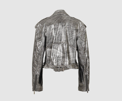 Hudson Leather Jacket Washed Silver