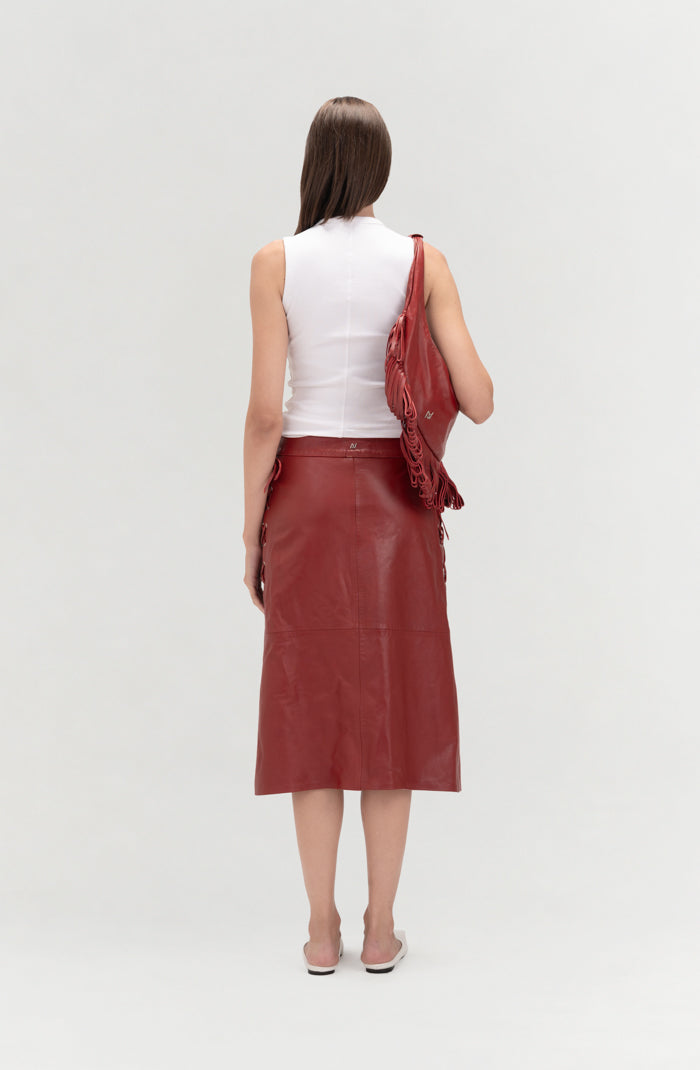 Jason Leather Skirt Red