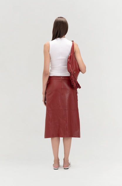 Jason Leather Skirt Red