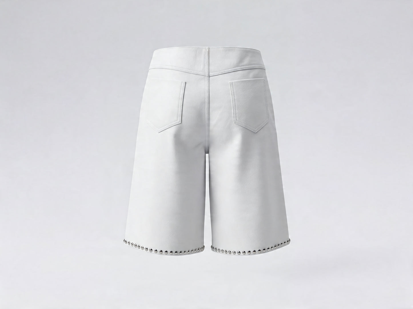 Callie Leather Studded Shorts White