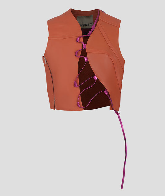 Mason Leather Vest Orange