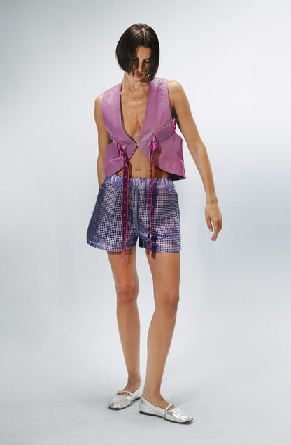 Quinn Leather Vest Purple