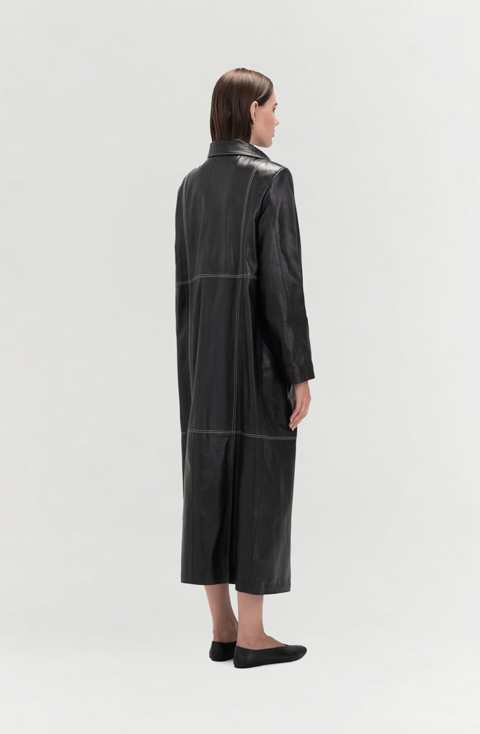 Kevin Leather Coat Black