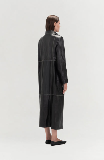 Kevin Leather Coat Black