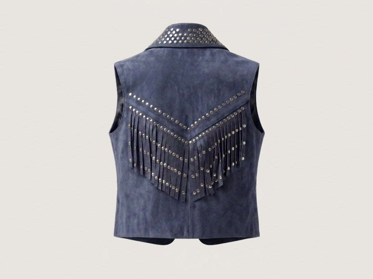 Ezra Suede Vest Blue