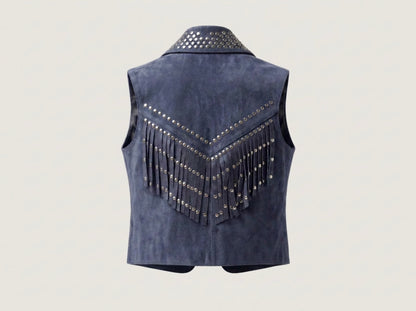 Ezra Suede Vest Blue