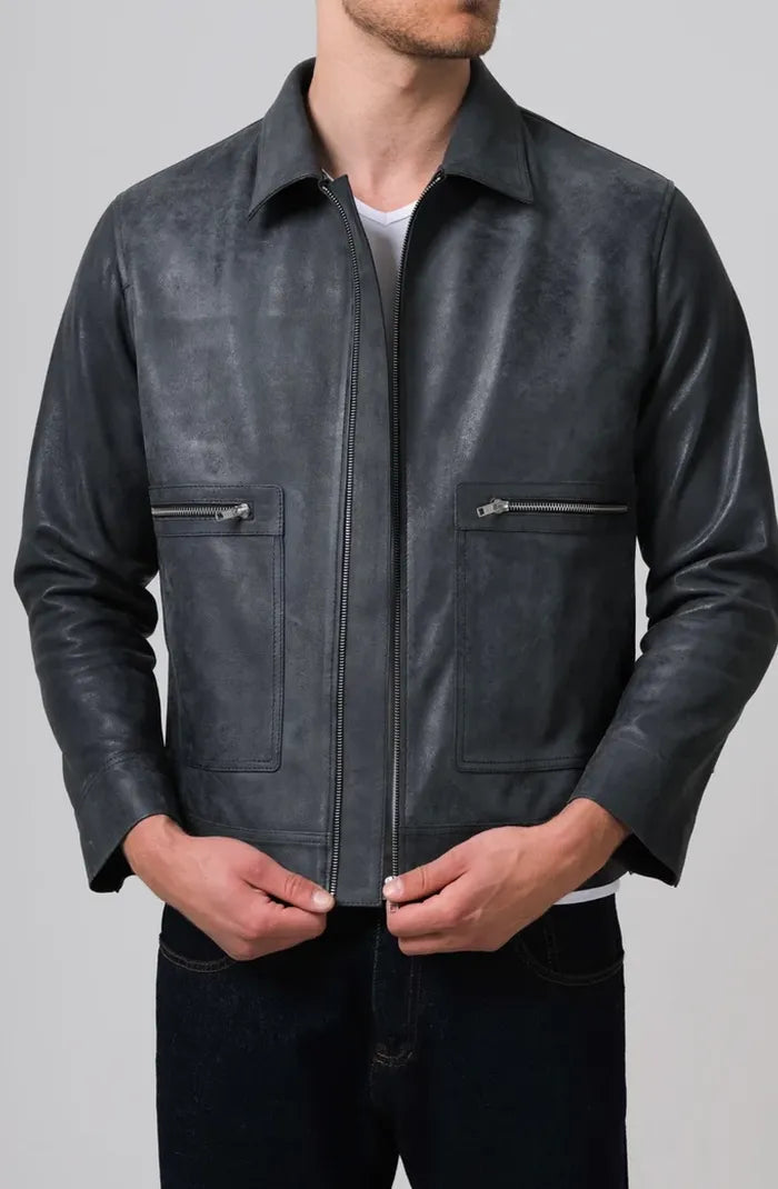 Logan Leather Jacket Washed grey