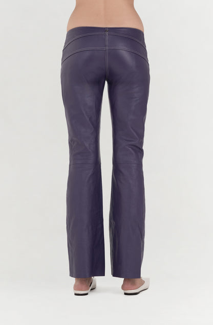 Isaac Leather Pants Plum Purple