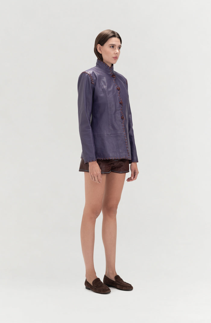 Audrey Leather Jacket Plum Purple