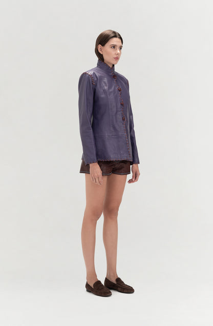 Audrey Leather Jacket Plum Purple