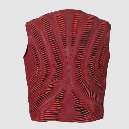 Kiara Leather Vest Red