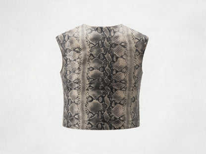 Fiona Leather Top Snake Print