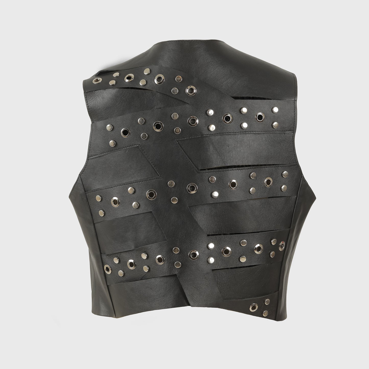 Aiden Studded Leather Vest Black