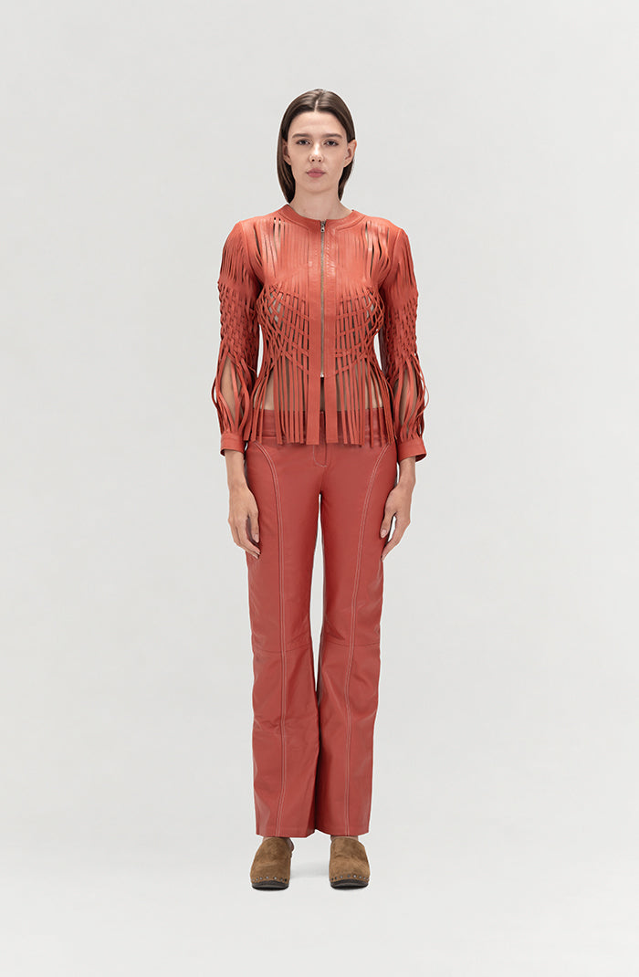 Isaac Leather Pants Orange