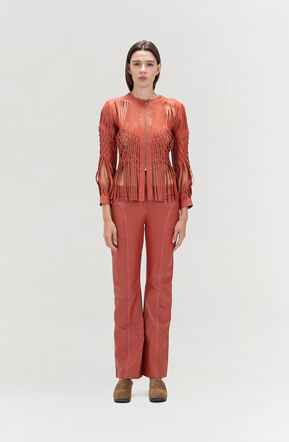 Isaac Leather Pants Orange
