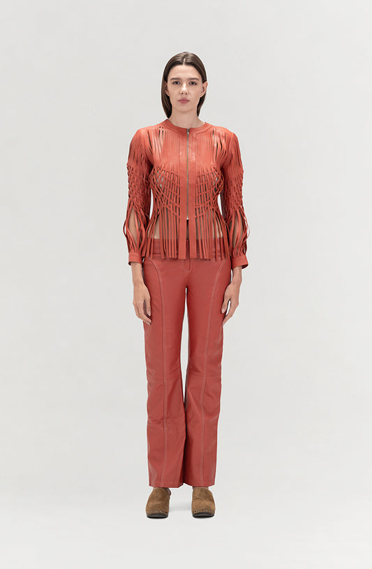 Attalea Leather Jacket Orange