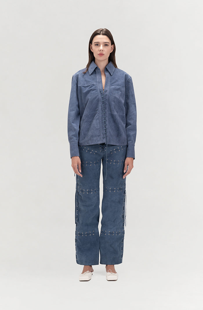 Phoebe Suede Pants Blue