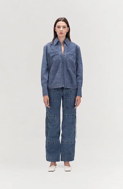 Phoebe Suede Pants Blue