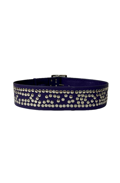 Esther Studded Leather Belt Plum Purple