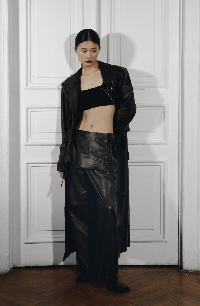 Austin Leather Coat Ostrish Black - Limited Edition