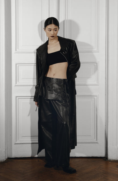Austin Leather Coat Ostrish Black - Limited Edition