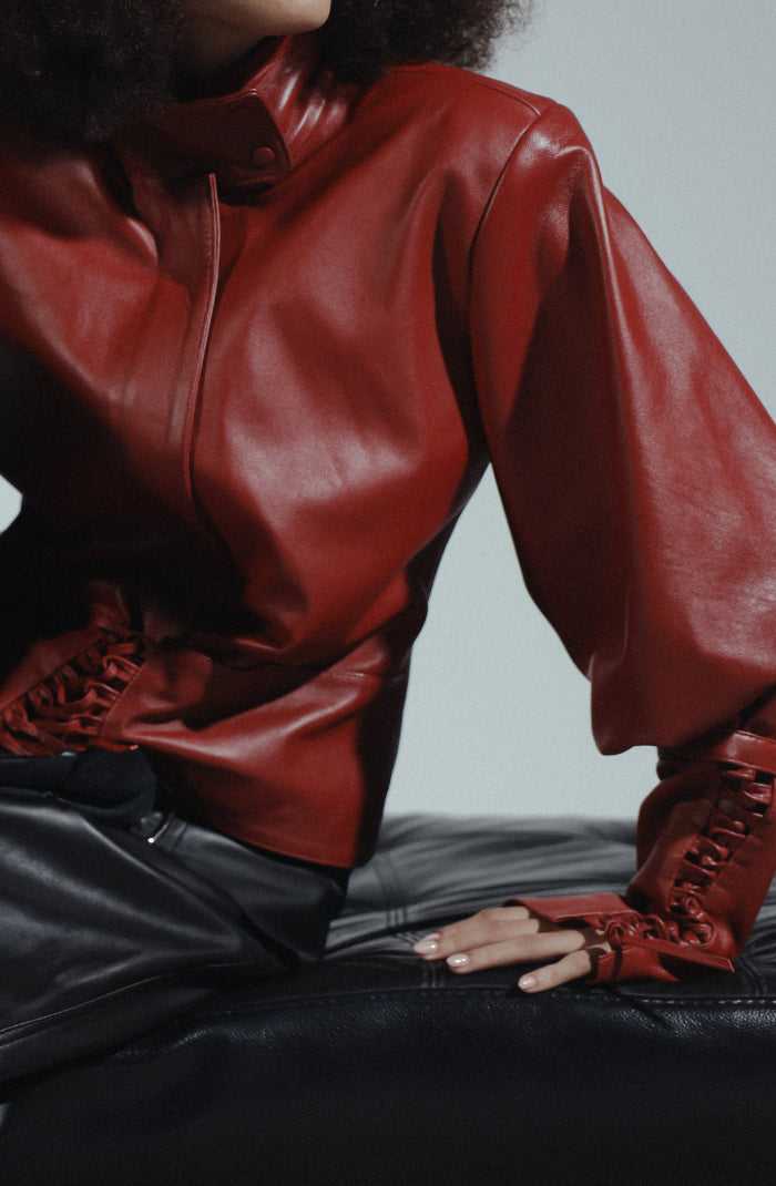 Jade Leather Jacket Red