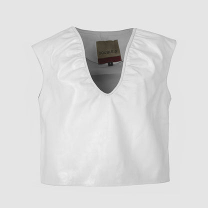 Fiona Leather Top White