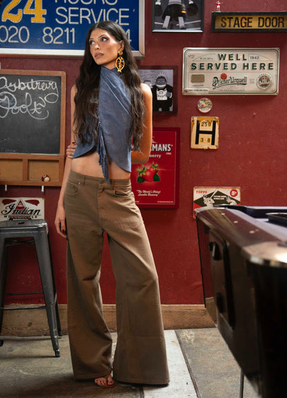 Double A x LJ Lapis Blue Suede Top