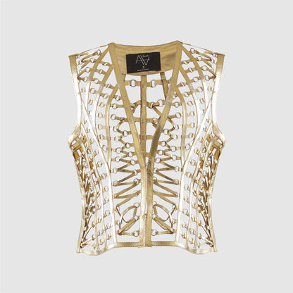 Phoneix Leather Vest Gold