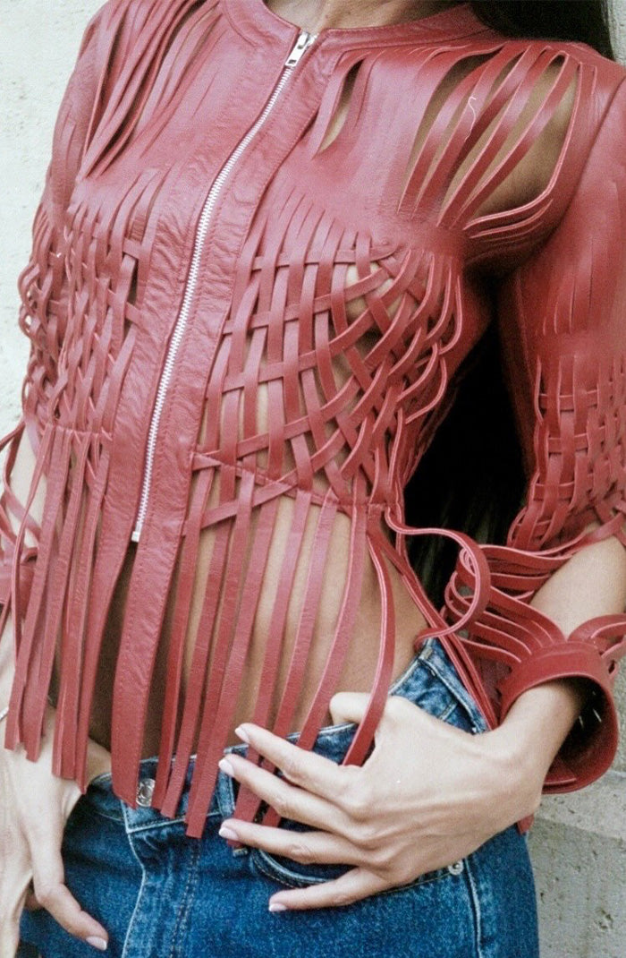 Attalea Leather Jacket Red