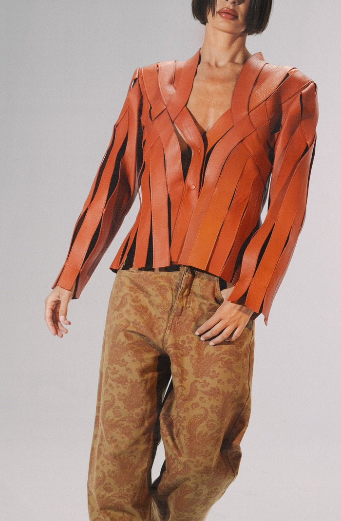 Brianna Leather Jacket Orange