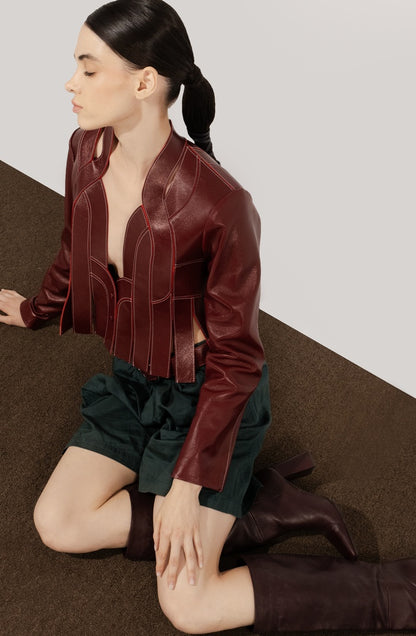 Brianna II Leather Jacket Burgundy