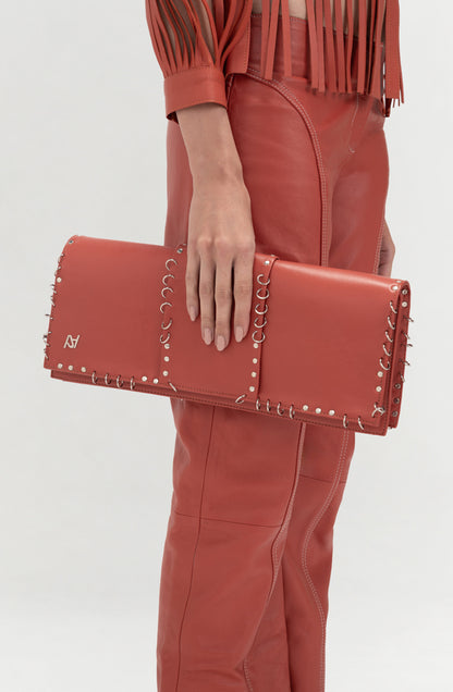 Annabelle II Leather Clutch Orange